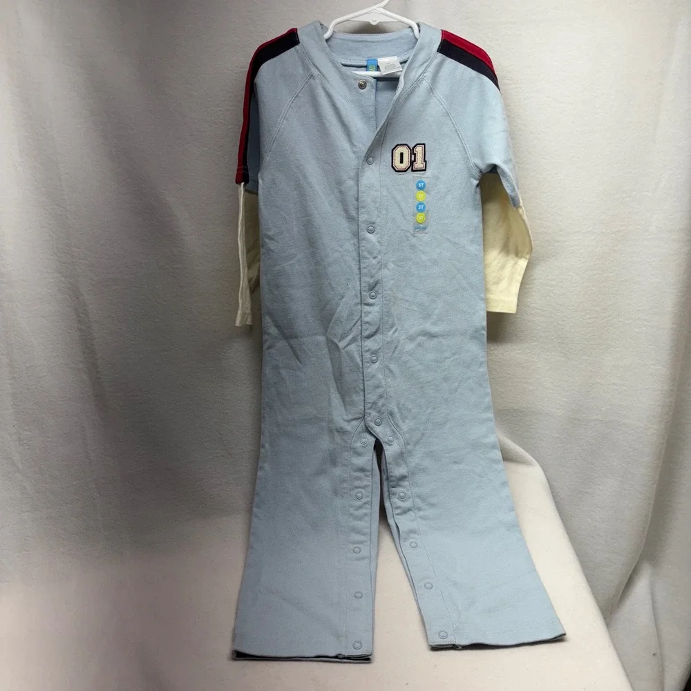 Gymboree Kids Baseball Jersey‎ Style One Piece Sleepwear Pajamas 3T
